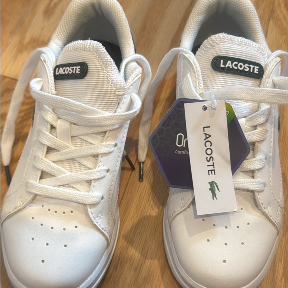 Lacoste Kids White Sneakers with Green Accents